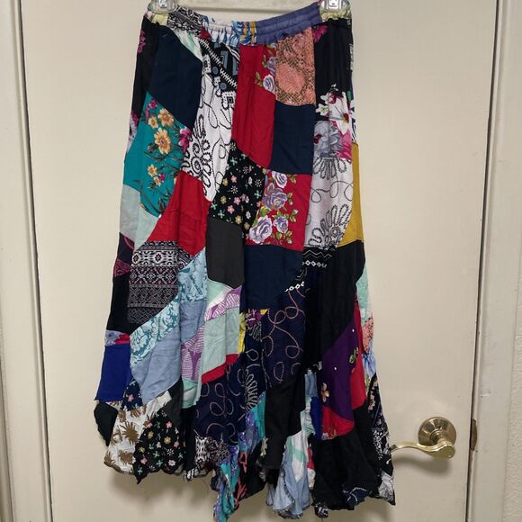 Peaceful People Skirt Sm-Med Boho Hanki Patchwork Renaissance NWT Beautiful - Picture 8 of 12